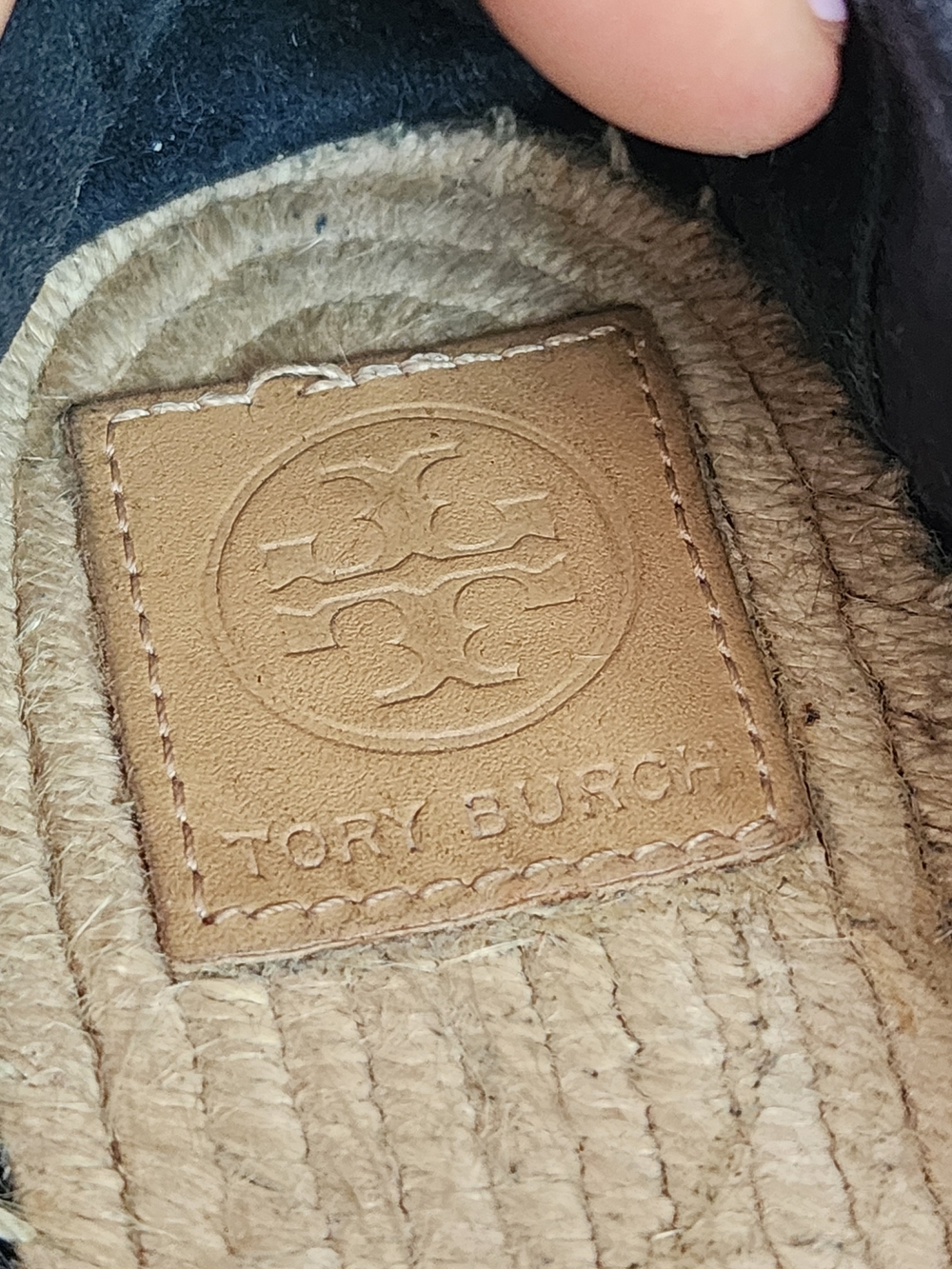 Tory Burch Black Espadrilles with Tan & White Logo Trim - Picture 5 of 7